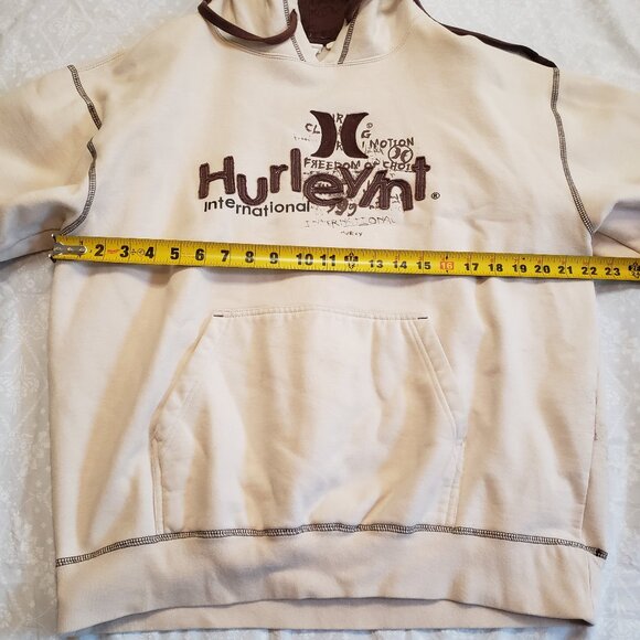 Hurley Fleece Hoodie Beige/Brown - Size Men's Large - Picture 3 of 16